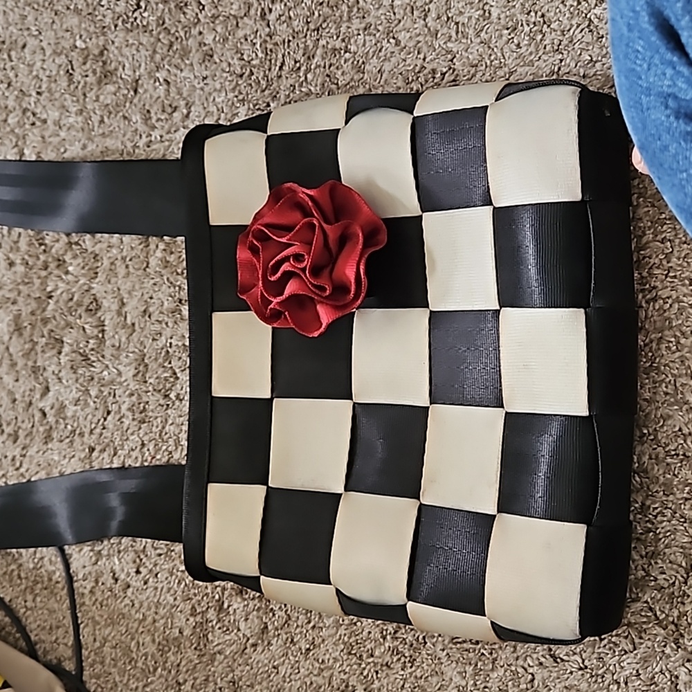 Harvey's Checkered Bag with Rose